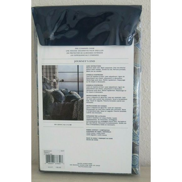 RALPH LAUREN JOURNEYS END RAINEY FLORAL NAVY 1pc STANDARD PILLOW SHAM NIP $130 - Picture 4 of 7